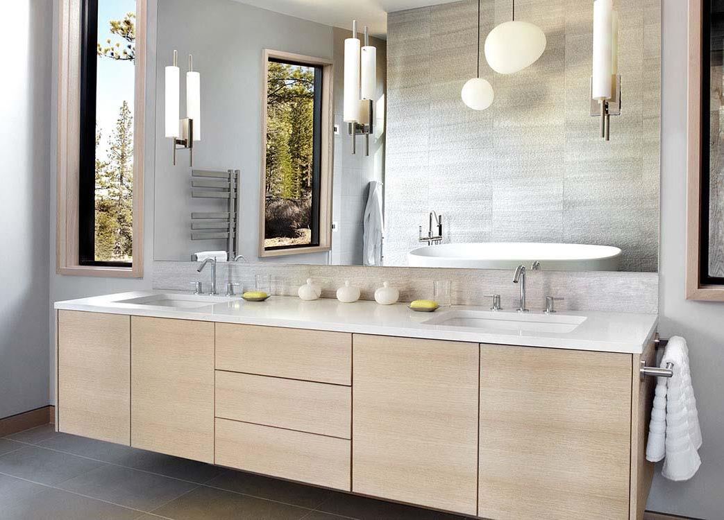 modern wood grain bathroom cabinet