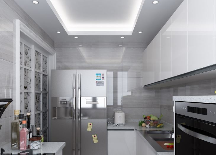 White Handleless Kitchen Cabinets