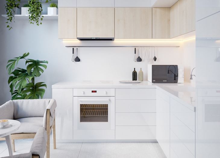 White Handleless Kitchen Cabinets